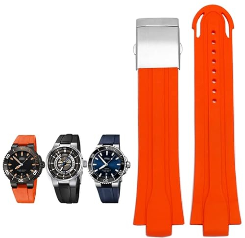 BONOOL 24mm * 12mm Lug End Gummi Wasserdichtes Armband Für Oris Armband Silikon-uhrenarmband Edelstahl Faltschließe