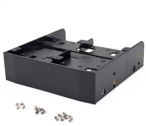Bewinner 5.25 Floppy Drive Bay Mounting Bracket for 2.5 HDD SSD, Multifunctional, Compatible with PC, 6x2.5 or 2x2.5 1x3.5 HDD, Supports 7mm 15mm 2.5 HDD, Black