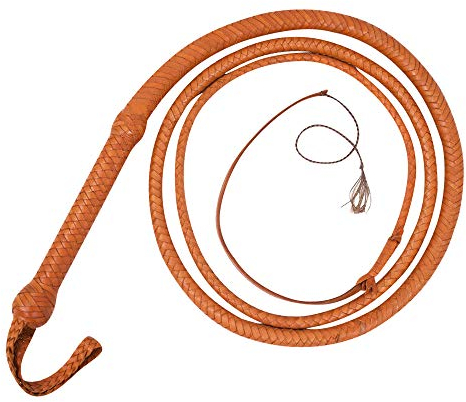 Frustino in pelle di canguro da 1,2 a 7,3 m, frusta da equitazione in pelle, pancia e sostegno all'interno, colore marrone chiaro (2,4 metri)