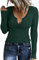 Rapbin Basic Langarmshirt Damen T-Shirt Oberteile Stretch Pullover Slim Fit V Ausschnitt Langarm Tops Frauen Tee Shirts (A-Grün,S)