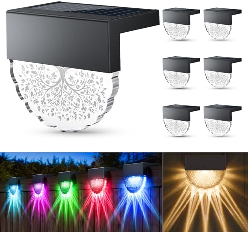 RECHOO Solarlampen für Außen Garten, 6 Stück Solarleuchten für Außen mit Warmweiß/Farbwechseln/Feste Farbe Modi, IP65 Wasserdicht Weihnachtsbeleuchtung Außen für Garten Zaun Treppen Wand Balkon Deko