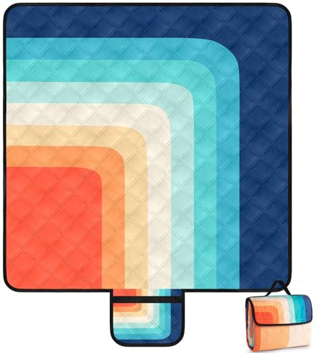Picknickdecke Wasserdicht 200x200cm, Groß Faltbar Stranddecke Sandfrei mit Tragegriff, Tragbar Waschbar Campingdecke Outdoor Decke für Park, Strand, Picknick, Wandern, Reisen