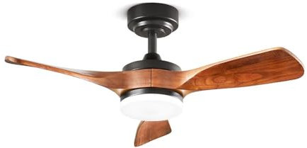 Ventilatore Metallo Nero Opaco Led 18W 3 Pale Legno Massiccio Noce Scuro Sirio