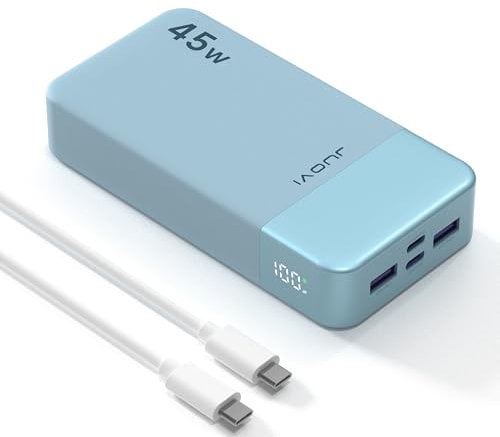 JUOVI J2621 Batterie Externe 45W 20000mAh Power Bank, Chargeur Externe Portable Charge Rapide PD 3.0 QC 4.0 USB-C in & Out Compatible avec iPhone 16 15 14 13 12 Tablette Macbook Samsung S24 S23 S22