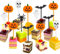 Namalu 50 Piezas Halloween Cupcake Toppers Kunststoff Toppers Kürbis Fledermaus Schädel Geister Frucht Picks Cocktail Picks Tortendeko Zahnstocher für Spieße Snacks Geburtstag Partyartikel