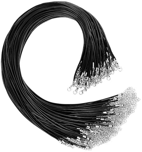 50 Pièces Cordon Collier, Cordon pour Pendentif, Cordon de Collier Wax en Cuir Artificiel Collier Mousqueton en Corde Tressée DIY Collier Pendentif Accessoires