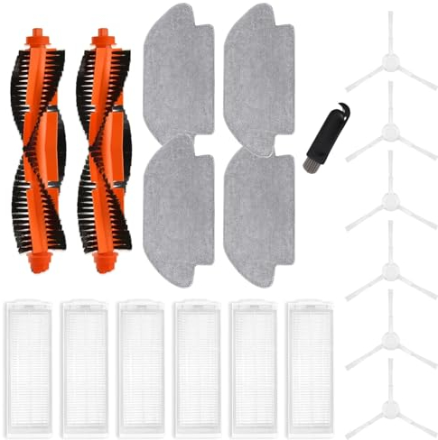 MIRTUX Pack de Accesorios para Robot Aspirador XIAOMI Vacuum S12 - Kit de Recambios Completos - Incluye 2 Cepillos Principales, 6 Filtros, 6 Cepillos Laterales, 4 Mopas y 1 Herramienta de Limpieza