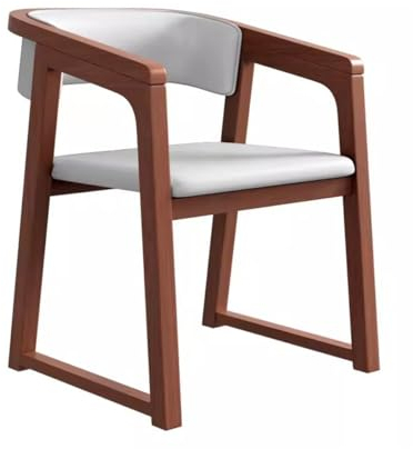Chaise de salle à manger en bois avec accoudoirs en bois et assise rembourrée Beige noyer