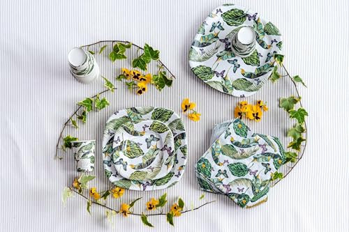 PartyBIO Set Farfalle 330 Pezzi Stoviglie Biodegradabili Monouso per Feste – Piatti Carta, Bicchieri, Tovaglioli Compostabili per 60 Persone – Ecologiche, Usa e Getta, per Compleanni, Eventi, Picnic