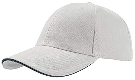 Atlantis Liberty Baseballkappe mit 6 Paneelen, aus gebürsteter Baumwolle (Einheitsgröße) (Weiß/Weiß)