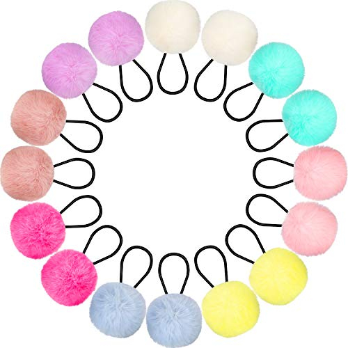 Pom Pom Haargummis Pom Ball Elastisches Haarband Fellball Flauschige Pferdeschwanzhalter für Frauen Mädchen Kinder Haarschmuck