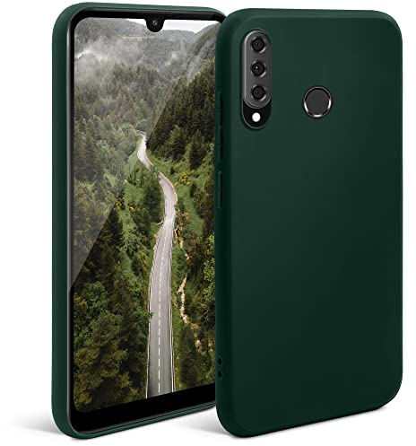 Moozy Minimalist Series Silikon Hülle für Huawei P30 Lite, Dunkelgrün - Mattes Finish, Dünne, Weiche TPU-Handyhülle Schutzhülle