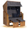 Strandkorb Hanse Strandkorb Ostsee XXL Volllieger Blau - 2-Sitzer 120cm breit, ideal für Garten, Terrasse und Balkon (Blau Braun Weiß, zerlegt)