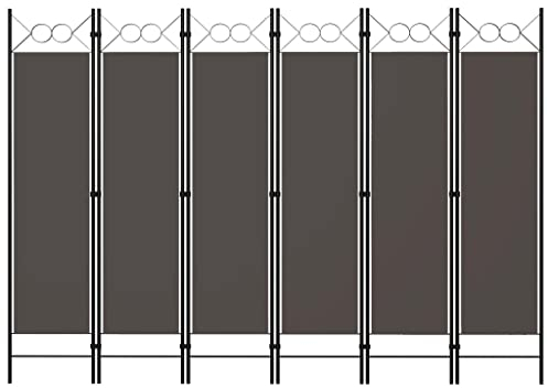 vidaXL Raumteiler Klappbar Freistehend Trennwand Paravent Umkleide Sichtschutz Spanische Wand Raumtrenner 6-TLG. Anthrazit 240x180cm Eisen Stoff
