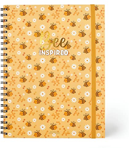 Legami - Spiralheft Maxi, A4, 204 abnehmbare Seiten, Gummiband, Endtasche, aus FSC®-zertifiziertem Papier, Papier 100 g/m², 22 x 29,5 cm, Thema Bee