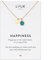 LUUK LIFESTYLE Collier avec pendentif en cristal de verre bleu foncé, carte HAPPINESS, idée cadeau Saint-Valentin, bijou magnétique femme, or