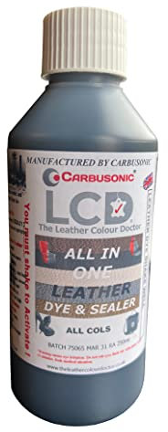 Carbusonic All in one Leather dye and sealant, Interior Leather Paint for Car Seats, Sofas, Arm Chairs, Shoes, Handbags & More. (250ml Black)