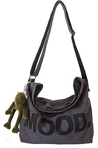 Sumleno Canvas Messenger Vintage Bag Alt Emo Crossbody Bag Gothic Punk Shoulder Satchels Harajuku Grunge Handtasche, Braun