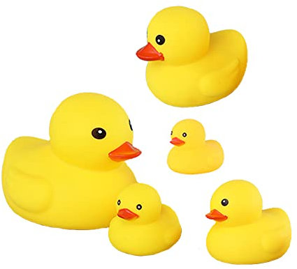 Bath Duck Toys 5 Pcs Rubber Duck Family Squeak Ducks Decorations Party Favors Baby Shower Toy for Toddlers Boys Girls