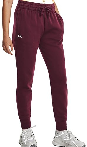 Under Armour Damen UA Rival Fleece Jogger Trainingshose, Dark Maroon/White, XS