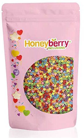 HONEYBERRY INCLUSIONS Rainbow Multicoloured Stars 200g - Premium Edible Decorating Sprinkles for Baking, Cupcake and Cake Decorations, Ice Cream, Dessert and Icing Decoration Toppers