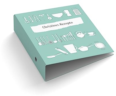 easyprint Ringordner | Personalisierter Ordner mit Wunschtext | Christines Rezepte | Für DIN A4 | 7,4 cm breit | Köchin | Küche | Kochbuch | Hobbykoch