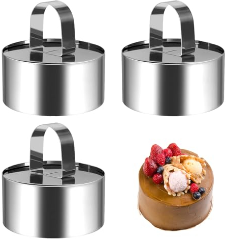 Wekuw 3 Pièces Cercle a Patisserie (Cercle) Cercle à Gâteau 8 cm Moule Gateau Emporte Piece Rond Anneaux à Dessert Bague à Dessert Convient pour la Cuisson de Desserts et de Gâteaux Mousse