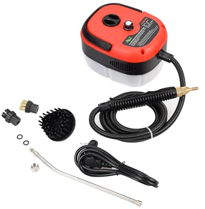 Yiiannda Pulitore a vapore portatile ad alta pressione, 3 bar, 2500 W, serbatoio dell'acqua da 1000 ml, 100 gradi, 6 velocità regolabile, con 3 testine per spazzole, per utensili da cucina, piastrelle