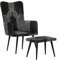UTSRABFA Massagesessel Ohrensessel Massage Chair Liegesessel Sessel mit Hocker Schwarz Echtleder und Canvas Geeignet für Balkone, Büros, Empfangsräume, Cafés