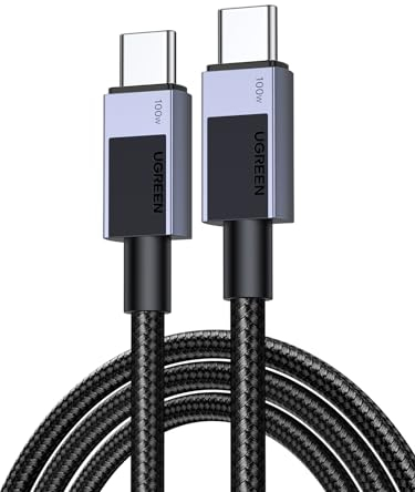 UGREEN 100W Cable USB C Carga Rápida PD 3.0, Tipo C 20V 5A con Carcasa de Aluminio Trenzado Nylon, Compatible con MacBook Air, Dell, iPad, iPhone 16/15 Plus Pro Max, Galaxy S25 S24, Pixel 9/8. 1M