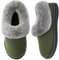 EverFoams Damen Bootie Hausschuhe Warm Weich Bequem Memoryschaum Rutschfeste Innen Pantoffeln mit flauschigem Kragen Waldarmee Grün, 37 EU