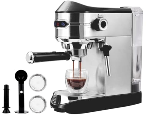 XoTiq Espresso 4in1 Coffee Machine, 15 bar Compact with Milk Frother Steam Wand, 92°C constant temperature extraction, 1L Removable Water Tank, silver gray