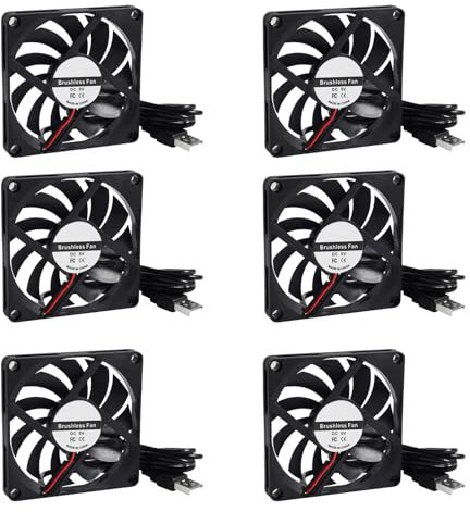 AEDIKO 6 ventiladores 6010 DC 5 V 3D Printer Cooling Fan Mini Brushless Fan 60 x 60 x 10 mm con puerto USB para impresora 3D, DVR y otros dispositivos pequeños reparación de la serie