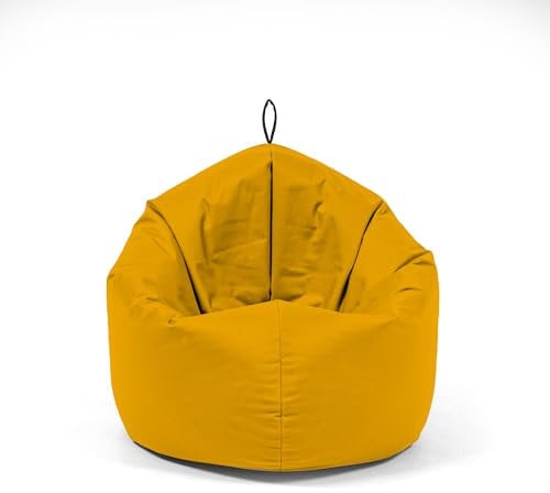 Nadimaideal Sitzsack 2 in1 Funktionen für Kinder, Teenager & Erwachsene | Indoor & Outdoor | Gaming Sitzsack -Komfortabler Beanbag | Füllung EPS Perlen (Gelb, XXL -Durchmesser: 145 cm)