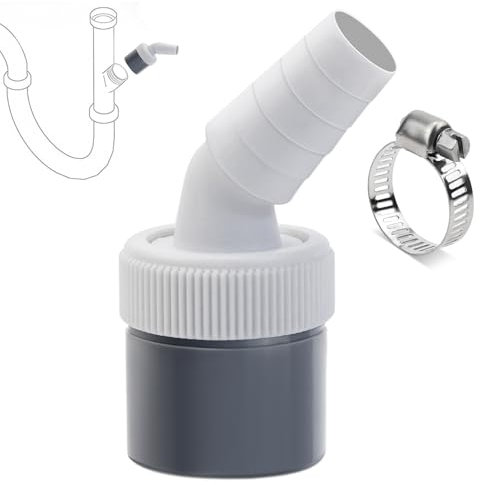 Dishwasher Washing Machine Drain Adapter 1 1/4 Inch Washing Machine Connection Adapter for Pipe Diameter 40 mm, Input Diameter 18-24 mm with Hose Clamp for Dishwasher Tumble Washing Machine