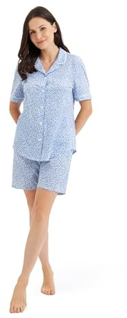 Rösch Pyjama im Blumendruck Blau-Weiß Herremhemdstil 100% Baumwolle 1253153
