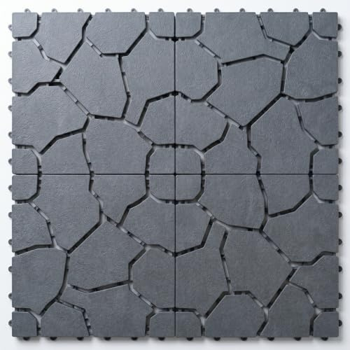 Baldosas Jardín Exterior, 12 Losetas de Plástico para Terraza Patio Jardín | Antideslizantes con Drenaje Resistente, Modulares Encajables