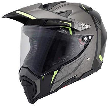 Woljay Casques Motocross Casque Sport Moto Sport Double Sport Saleté Bicyclette VTT - Bouclier de la visière Clair (Noir + Argent, XXL)