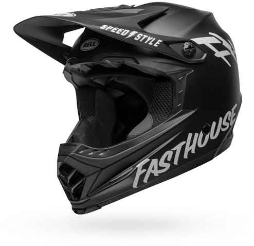 BELL Full-9 Fusion MIPS Lightweight Fiberglass Shell Adult Full Face MTB Downhill BMX Helmet - Fasthouse Matte Black/White, XX-Large (61-63 cm)