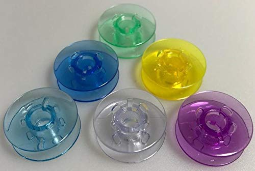 6 farbige Kunststoff/Klarsicht Spulen für Pfaff Nähmaschinen Select 2.0, 3.0, 3.2, 4.2