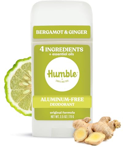 Humble All Natural Deodorant, Aluminum And Paraben Free, Cruelty Free Men And Women Deodorant Bergamot and Ginger 1-Pack