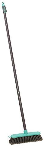 JVL 20-044GY Lightweight Indoor Angled Soft Bristle Sweeping Brush Broom, Grey/Turquoise