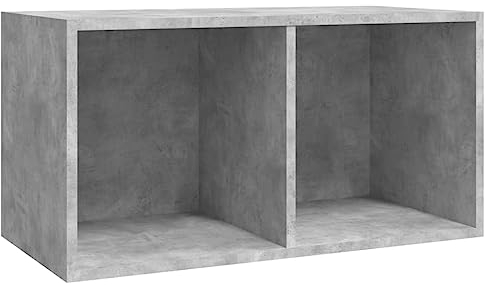 vidaXL Vinyl Aufbewahrungsbox mit 2 Fächern Box Aufbewahrung Kasten LP Schallplatten Sammlung Regal Transportbox Betongrau 71x34x36cm Holzwerkstoff