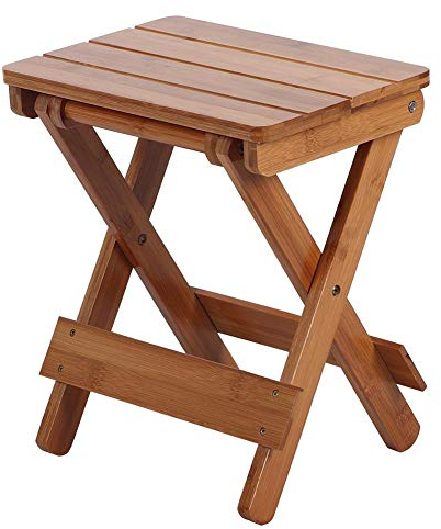 Klappbarer Hocker, tragbarer Außenhaushalt Quadratischer Bambushocker Klappmöbel Angelstuhl Sitz Klappbarer Entwurf für Wohnzimmer Badezimmer Schlafzimmer Garten