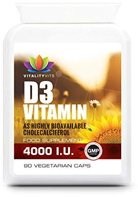Vitamin D 4000iu - High Strength Sunshine Vitamin - Easy-Swallow One a Day - Support Immune System - Bones and Muscle (90 Capsules)