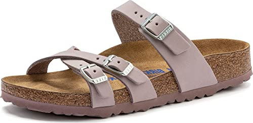 Birkenstock Sandali da donna Arizona Open Toe Casual Slide, Nubuck lilla, 1-1.5 UK Men/ 3-3.5 UK Women (Narrow)