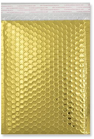 Luftpolster-Versandtaschen, metallisch, 3 Größen und 8 Farben erhältlich, A5 / C5 (DVD), 250 x 180 mm, Goldfarben, 10 Stück