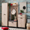 Homestyle4u 2207 Garderobenset 5-teilig Komplettset Holz Eiche Grau Flurgarderobe Sitzbank Garderobenmöbel Flurmöbel Set