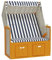 vidaXL Strandkorb mit Dach Gartenliege Volllieger Sonnenliege Sonneninsel Strandliege Zweisitzer Liege Strand Poly Rattan Massivholz Weiß Blau
