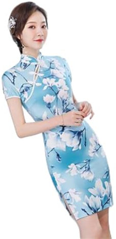 MOOCO MORNING Style chinois rétro traditionnel Cheongsam imprimé Qipao Nouvel An fête robe longue en soie femme sexy boîte de nuit Hanfu Qi Pao vintage